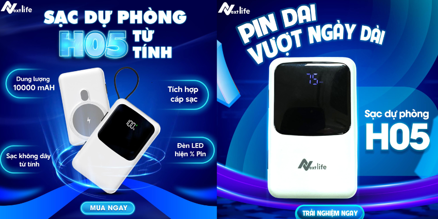 Giới thiệu chi tiết về Sạc dự phòng không dây Nextlife H05